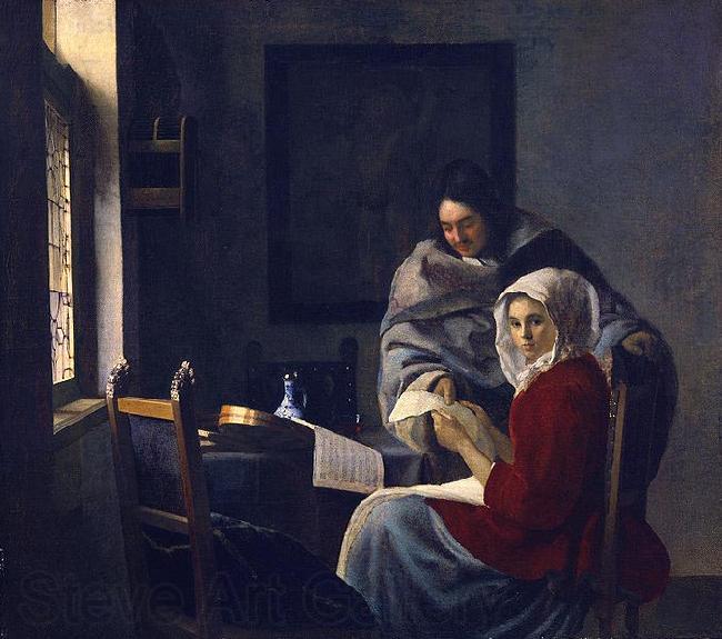 Johannes Vermeer Girl interrupted at her music. Spain oil painting art